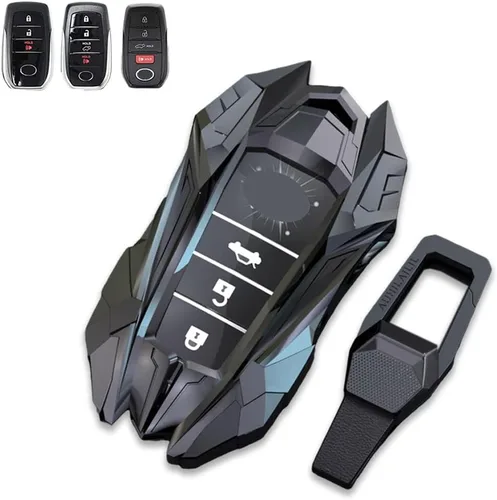 Funda protectora de metal de aleación de zinc para llavero Toyota Land Cruiser, 4Runner, RAV4, Camry, Highlander 2019-2022, gris