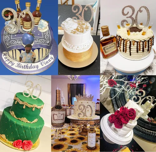 Miniatura 6 de Honbay 30 decoraciones para tartas con diamantes de imitación de cristal brillantes para decoración de tartas para fiesta de cumpleaños 30