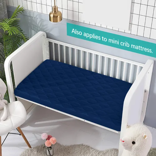 Miniatura 2 de 2 sábanas protectoras para colchón Pack and Play, ajustadas, impermeables, compatibles con Graco Pack 'n Play, Dream On Me y Pamo Babe, Gris y azul