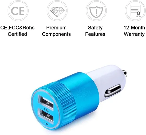 Miniatura 2 de Cargador de coche, Sicodo 3.4A, paquete de 2 cargadores de puerto inteligente USB compatibles con iPhone 17 16 15 14 13 12 SE X 11 Pro, Pro Max