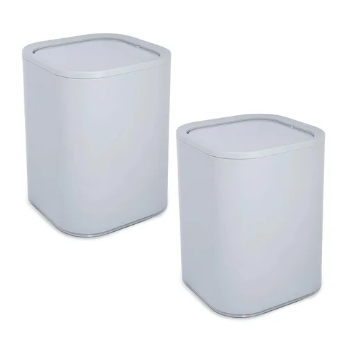 Miniatura 9 de Bath Bliss Paquete de 2 cubos de basura acrílicos de 8 L Dimensiones: 7.5 x 7.5 x 10 pulgadas Blanco Contemporáneo Tapa oscilante 8 litros