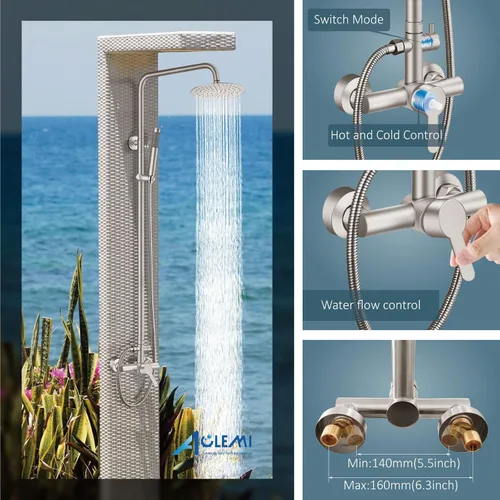 Miniatura 8 de Aolemi Grifo de ducha exterior SUS304 Conjunto combinado de accesorios de ducha de acero inoxidable, Kit de cabezal de ducha de lluvia de 8