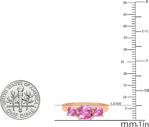 Miniatura 25 de Dazzlingrock Collection Anillo de boda de 3 piedras preciosas creadas en el centro de cojín de 0.04 quilates y diamante blanco natural redondo