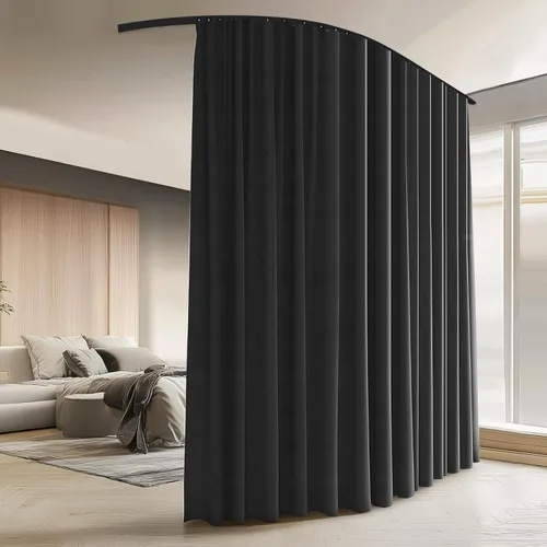 Miniatura 8 de Cortinas divisoras de habitación con juego de rieles de cortina de techo, cortina de ventana para dormitorio, sala de estar, oscurecimiento total