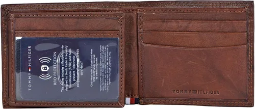 Miniatura 27 de Tommy Hilfiger Cartera de piel auténtica para hombre con ventana de identificación y múltiples ranuras para tarjetas