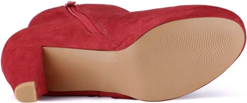 Miniatura 6 de Allegra K Botines de tacón grueso con cremallera lateral y plataforma baja para mujer