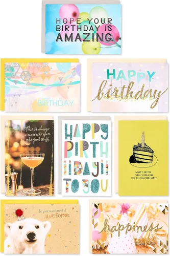 American Greetings Tarjetas de cumpleaños surtidas de alta calidad, diseños contemporáneos (8 unidades)