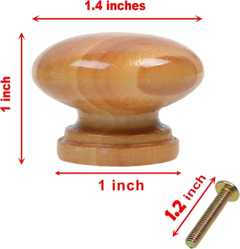 Miniatura 3 de Cosmos 6 tiradores redondos de madera con forma de hongo para cajones