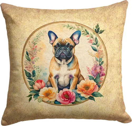Miniatura 146 de Caroline's Treasures DAC2072PW1414 Affenpinscher and Flowers - Almohada decorativa de tela, lavable a máquina, para interiores y exteriores
