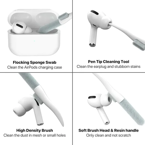 Miniatura 4 de Valkit Funda Compatible con Airpods Pro de 2ª/1ª Generación con Kit de Limpieza, Funda Militar para AirPod Pro 2 con Candado y Cordón, Funda Blanco