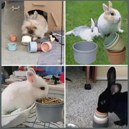 Miniatura 5 de Qoaimu 8 piezas de juguetes de conejito apilables para conejos y animales pequeños, coloridos vasos de anidación reutilizables de diferentes