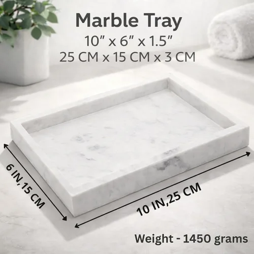 Miniatura 2 de Bandeja de mármol negro natural para baño, cocina, tocador, escritorio, organizador de piedra para mesa auxiliar, tocador, mesita de noche, velas