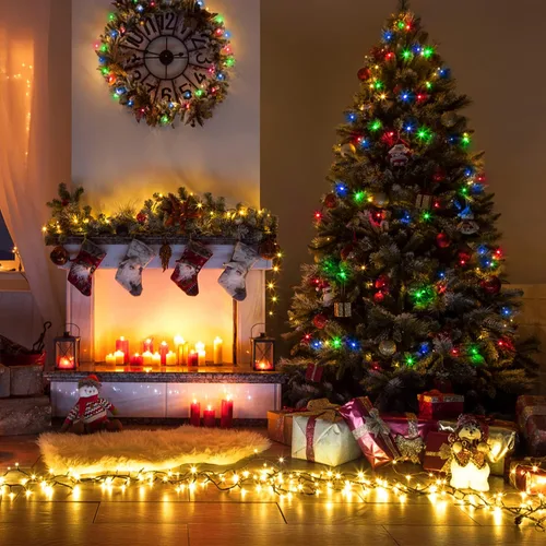 Miniatura 2 de JMEXSUSS Guirnalda de 250 luces LED que cambian de color, 11 modos, luces cálidas y multicolor para árbol de Navidad con luces de Navidad remotas al