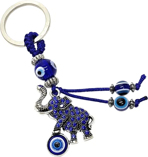 Miniatura 9 de LUCKBOOSTIUM Llavero de elefante de ojo turco con borlas azules, llavero decorativo contra el mal de ojo para bendición y buena suerte, dije