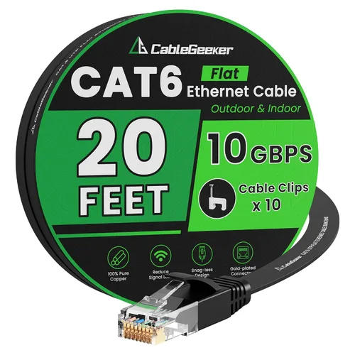 Miniatura 11 de Cable Ethernet Cat 6 de 100 pies, para interiores y exteriores, red de Internet de alta velocidad de 10 Gbps, cable de conexión Ethernet plano