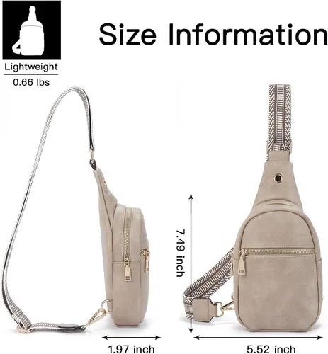 Miniatura 111 de Telena Riñonera pequeña para mujer, de cuero, cangureras, bolsa de pecho para mujer