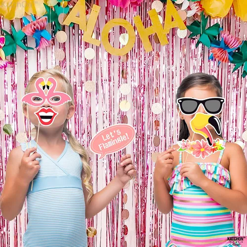 Miniatura 7 de KatchOn, Luau - Accesorios para cabina de fotos – Paquete de 21 Accesorios para cabina de fotos tropicales, decoraciones de fiesta de Luau Playa