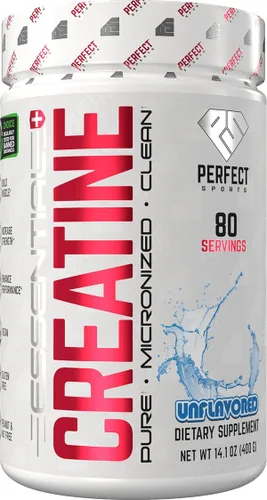 PERFECT SPORTS Creatina esencial | Monohidrato de creatina pura y micronizada | Apto para veganos, sin gluten | Construcción y rendimiento muscular