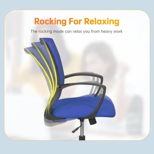 Miniatura 4 de Silla de Oficina Ergonómica Silla de Escritorio Silla de Malla para Computadora con Soporte Lumbar Reposabrazos Giratoria con Ruedas Ajustable Silla
