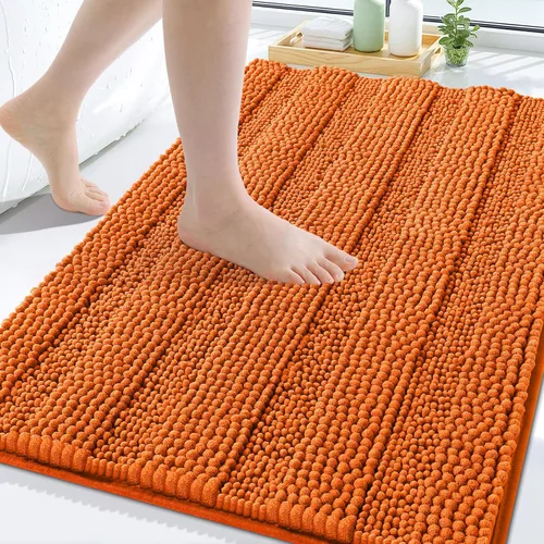 Miniatura 47 de Grandaily Alfombras de baño de felpilla a rayas de 24 x 16 pulgadas, extra gruesas y suaves, absorbentes, parte trasera de goma, alfombra de ducha