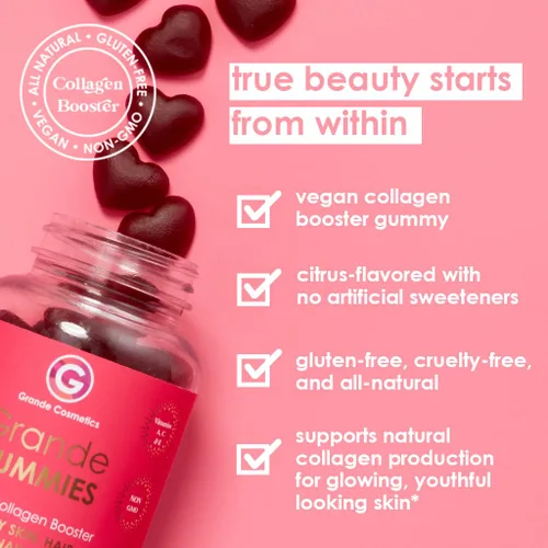 Miniatura 2 de Grande Cosmetics Gomitas veganas de colágeno para el cabello, la piel, las pestañas y las cejas para mujeres con biotina, ácido fólico, vitamina C