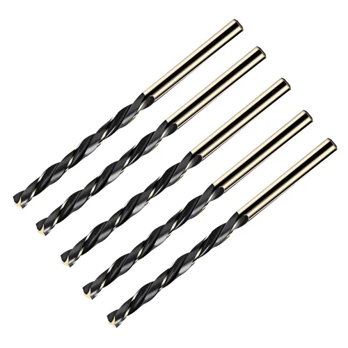 5 piezas HSS 5/16" pulgadas (0.315 in) Metric Gold Cobalt Titanium de acero de alta velocidad Twist Broca helicoidal, adecuada para hierro fundido,