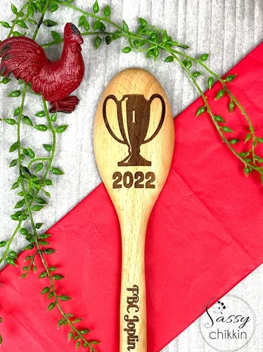 Miniatura 4 de Trofeo Chili Cook Off 2025, cuchara de cocina grabada de madera, premio de competencia de cocina personalizado, premio campeón de chile, cuchara