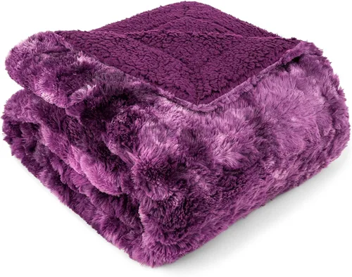 Miniatura 23 de PAVILIA - Manta de piel sintética reversible con diseño tie-dye color negro, suave, mullida y cálida, mantas y cobijas de sherpa para cama, manta