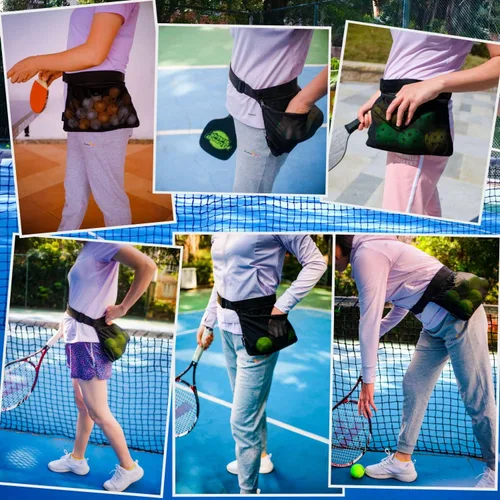 Miniatura 4 de Tennis Ball Holder, Pickleball Holder Bag for Women, Men & Teens, Ball Pouch, Mesh Waist Hip Bag Carrier, Easy Holding 6-8 Pickle Balls or Tennis