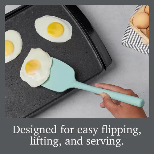 Miniatura 3 de Tovolo Espátula de silicona para cocinar espuma de mar verde aguamarina, núcleo flexible, no tóxica, segura para alimentos, espátula de silicona sin