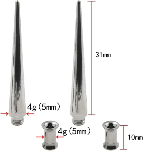 Miniatura 6 de NewkeepsR 20G18G16G14G12G10G8G6G4G2G0G00G 316L Pin de inserción de acero para orejanarizombligopezónlabio y ceja, herramienta auxiliar