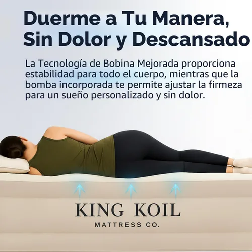 Miniatura 4 de King Koil Colchón de Aire Individual con Superficie Acolchada de Felpa con Bomba de Alta Velocidad Integrada para Acampar, Hogar e Invitados