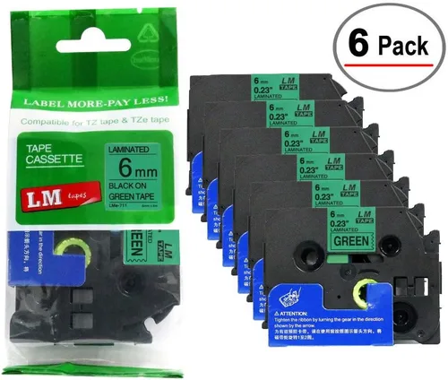 Miniatura 7 de Paquete de 1 unidad LM Tapes LMe511 Premium de 1/4 de pulgada con impresión negra en etiqueta azul compatible con Brother TZe-511 P-Touch, incluye