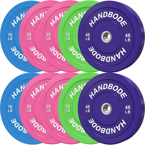 Miniatura 36 de HANDBODE Juego de discos de peso de 2 pulgadas de alto rebote, juego de discos olímpicos de 45/100/160/190/260/300 libras, juego de discos
