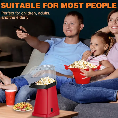 Miniatura 6 de Máquina de palomitas de maíz de aire caliente con cuenco de palomitas de maíz, máquina rápida de palomitas de maíz en minutos con taza medidora