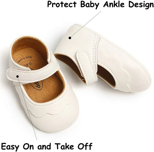 Miniatura 3 de LAFEGEN Zapatos planos Mary Jane para bebés y niñas con Bownot, suela suave, suela suave, piel sintética, recién nacidos, para primeros pasos