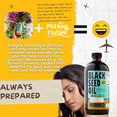 Miniatura 6 de Aceite de semillas Sweet Sunnah, negro, prensado, en frío, sin OGM en botella de vidrio de 8 onzas