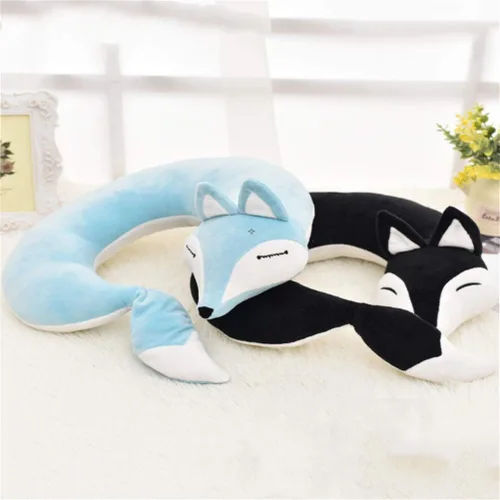 Miniatura 5 de Almohadas de viaje, aviones, zorro, animal de animal, almohada de cuello en forma de U, almohada de felpa cálida de dibujos animados cómoda