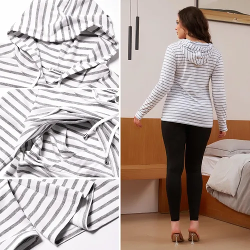 Miniatura 6 de GINKANA Sudadera con capucha para mujer, manga larga, lactancia materna, ropa casual
