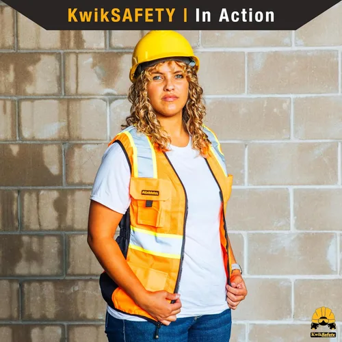 Miniatura 8 de KwikSafety - Charlotte, NC - Chaleco de seguridad para mujer, tiras reflectantes de alta visibilidad, cumple con ANSI y OSHA Naranja