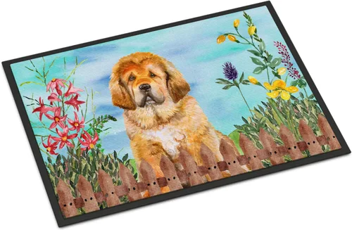 Miniatura 129 de Caroline's Treasures CK1311MAT Cavalier Spaniel Poinsettas - Felpudo de 18 x 27 pulgadas, tapete para puerta delantera, interior y exterior