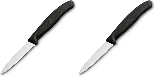 Miniatura 5 de Victorinox Cuchillo de pelar clásico suizo de 3.25 pulgadas con borde recto, punta de lanza, naranja, pelar de 3.25 pulgadas