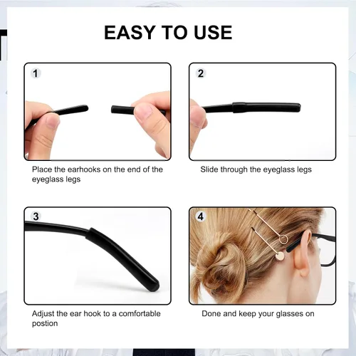 Miniatura 6 de 20 pares de almohadillas antideslizantes de silicona para gafas, retenedor de silicona para lentes