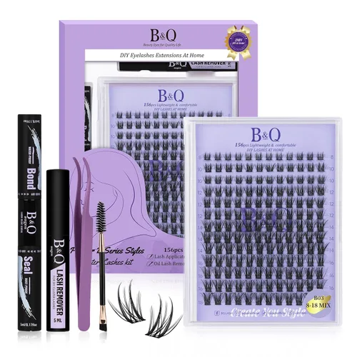 Miniatura 17 de B&Qaugen Racimos de Pestañas 156PCS Kit de Racimos de Pestañas B01+B02+B19 Kit de Extensión de Pestañas DIY Kit de Extensión de Pestañas 8-18mm