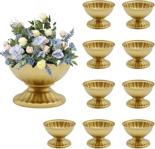 Miniatura 9 de Mini macetas blancas con arreglo de flores, 10 piezas para centro de mesa, mesa de boda de 2.6 pulgadas, decoración de maceta, maceta de trompeta