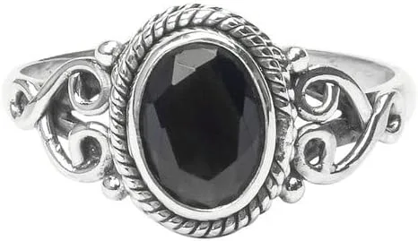 Miniatura 2 de Anillo de plata de ley 925 con piedra de turmalina negra para mujer, hecho a mano, joyería de Navidad, regalo para ella