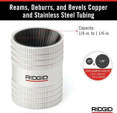 Miniatura 3 de RIDGID 29983, escariador interior/exterior de cobre y acero inoxidable modelo 223S de 1/4" a 1-1/4" para tubos y tuberías, pequeño