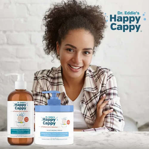 Miniatura 4 de Happy Cappy Paquete de champú medicado y gel de baño y crema hidratante – Champú para caspa de bebé, loción para eccema para niños, ayuda a la cuna