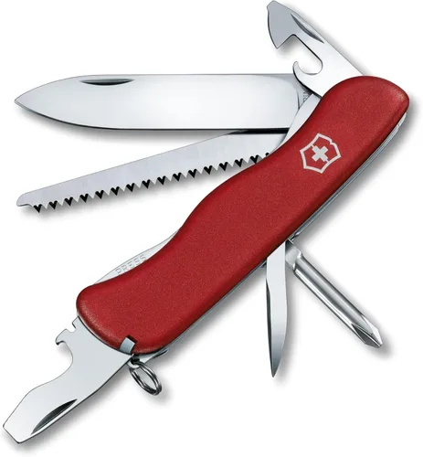 Victorinox Trailfinder - Cuchillo suizo del ejército, cuchillo de bolsillo de 12 funciones de fabricación suiza con hoja grande, destornillador