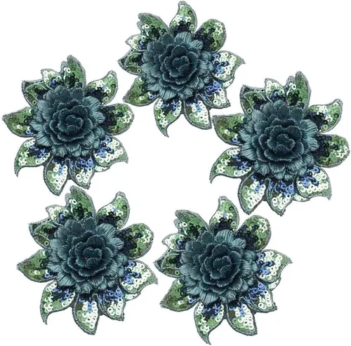 Miniatura 8 de 5 parches de flores de color rosa intenso con lentejuelas, bordado, manualidades, parches de costura Rosa Hot